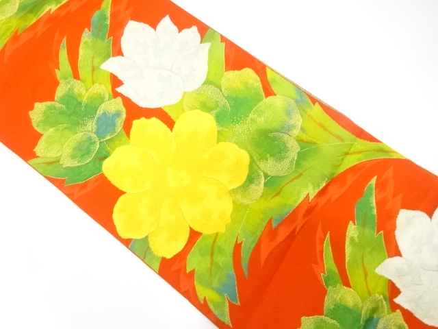 JAPANESE NAGOYA OBI / WOVEN FLORAL PLANTS